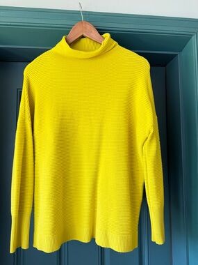 Chelsea & Theodore Yellow Ribbed Mock Neck Sweater